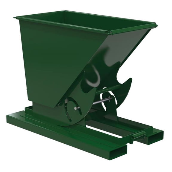 Vestil D-25-MD-NB-GRN-H 53 x 26 x 39 in. Steel Medium Duty No Bump & Dump Hopper - 0.25 cu. Yard - 4000 lbs Capacity - Hunter Green
