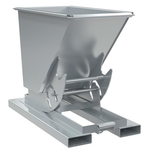 Vestil D-33-MD-NB-SL 53 x 26 x 39 in. Steel Medium Duty No Bump & Dump Hopper - 0.33 cu. Yard - 4000 lbs Capacity - Silver