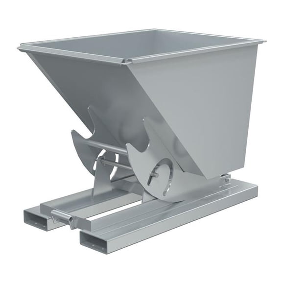 Vestil D-50-LD-NB-SL 53 x 34 x 39 in. Steel Light Duty No Bump & Dump Hopper - 0.5 cu. Yard - 2000 lbs Capacity - Silver