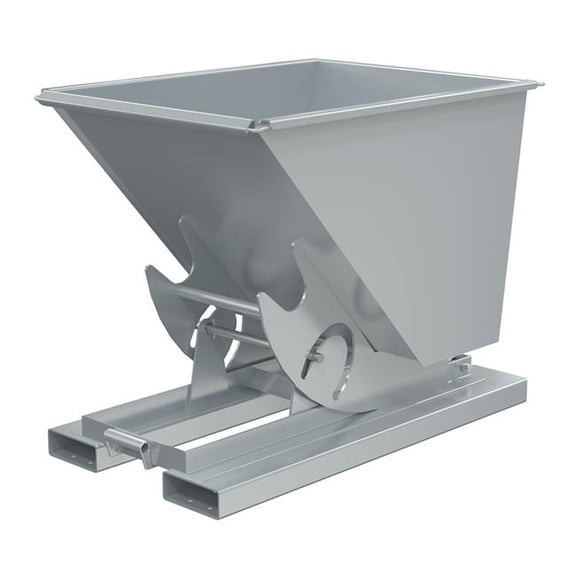 Vestil D-50-MD-NB-SL 53 x 34 x 39 in. Steel Medium Duty No Bump & Dump Hopper - 0.5 cu. Yard - 4000 lbs Capacity - Silver