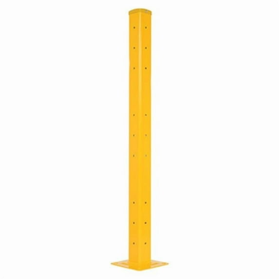 Vestil GR-F2R-BO-TP60-YL 60 in. Steel Rigid Tube Post Bolt On Style for 2 Ribbed Guard Rails - Yellow