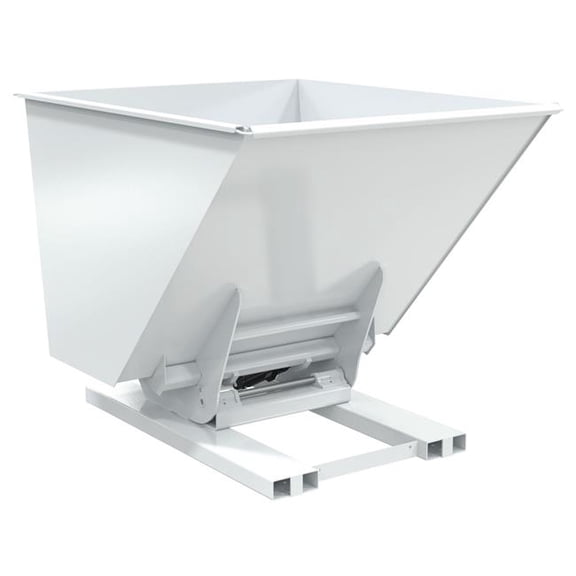 Vestil D-200-HD-HYD-WT 64.5 x 56.62 x 53 in. Steel Heavy Duty Hydraulic Dumping Hopper - 2 cu. Yard - 6000 lbs Capacity - White