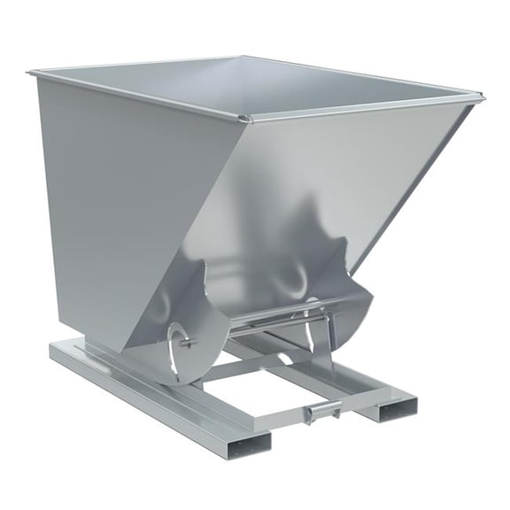 Vestil D-150-MD-NB-SL 69 x 43 x 52 in. Steel Medium Duty No Bump & Dump Hopper - 1.5 cu. Yard - 4000 lbs Capacity - Silver