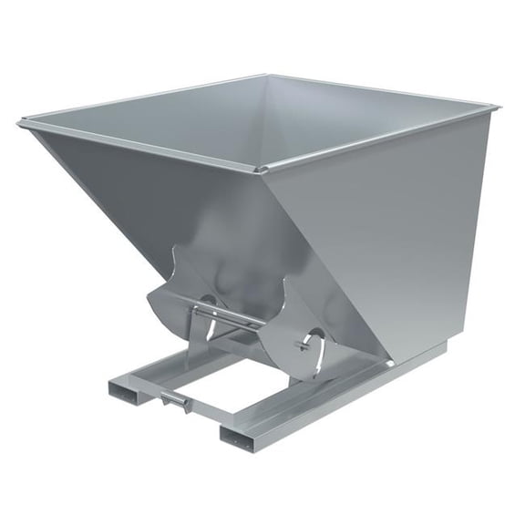 Vestil D-200-HD-NB-SL 69 x 57 x 51 in. Steel Heavy Duty No Bump & Dump Hopper - 2 cu. Yard - 6000 lbs Capacity - Silver