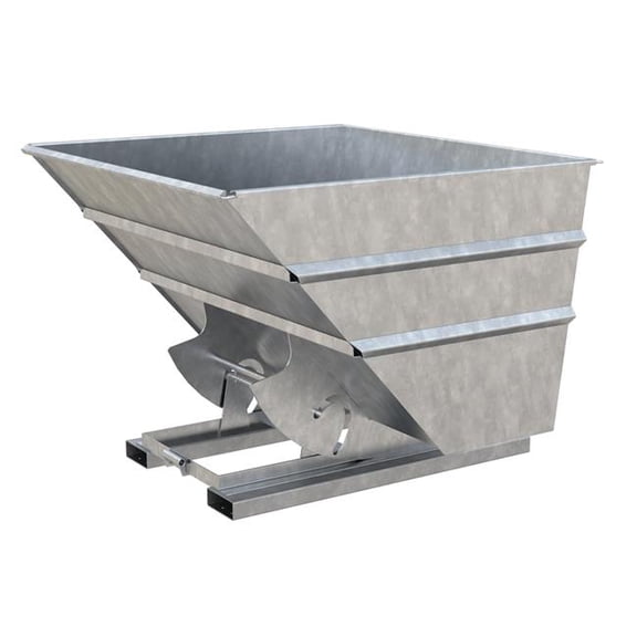Vestil D-250-HD-NB-GAL 69 x 70 x 52 in. Steel Heavy Duty No Bump & Dump Hopper - 2.5 cu. Yard - 6000 lbs Capacity - Galvanized Silver