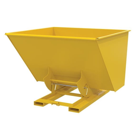 Vestil D-250-MD-NB-YEL 69 x 70 x 52 in. Steel Medium Duty No Bump & Dump Hopper - 2.5 cu. Yard - 4000 lbs Capacity - Yellow
