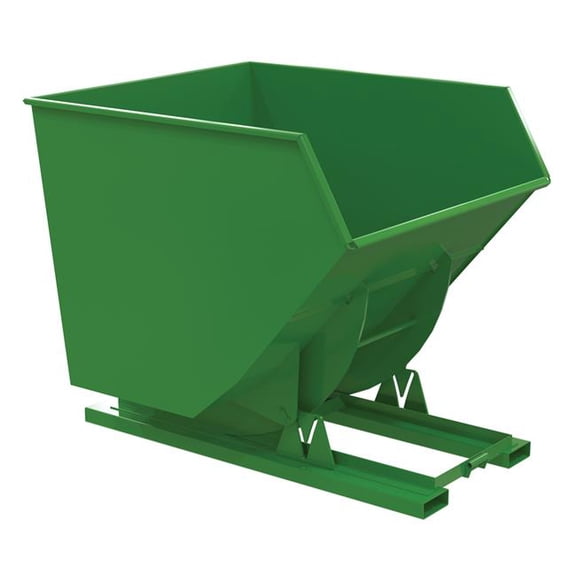 Vestil D-350-HD-NB-GRN-T 79.375 x 64.25 x 64.375 in. Steel Heavy Duty No Bump & Dump Hopper - 3.5 cu. Yard - 6000 lbs Capacity - Tractor Green