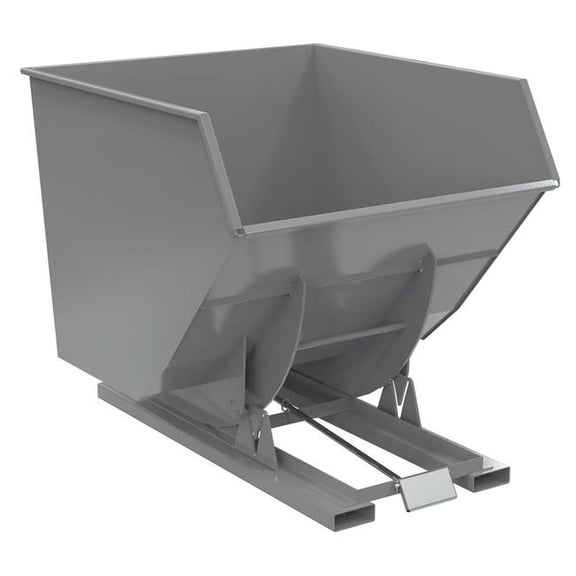 Vestil D-350-HD-GY-SG 79.375 x 64.25 x 64.375 in. Steel Heavy Duty Self Dumping Hopper - 3.5 cu. Yard - 6000 lbs Capacity - Battleship Gray