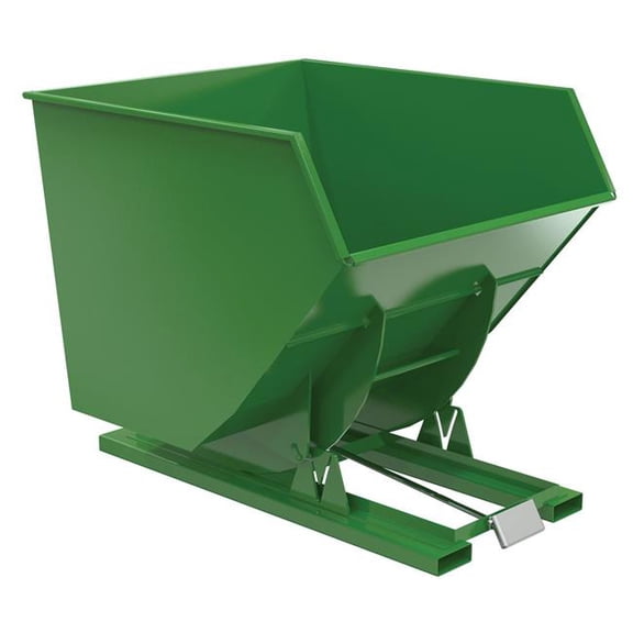 Vestil D-350-HD-GRN-T 79.375 x 64.25 x 64.375 in. Steel Heavy Duty Self Dumping Hopper - 3.5 cu. Yard - 6000 lbs Capacity - Tractor Green