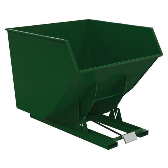 Vestil D-400-HD-GRN-H 79.375 x 72.93 x 64.375 in. Steel Heavy Duty Self Dumping Hopper - 4 cu. Yard - 6000 lbs Capacity - Hunter Green