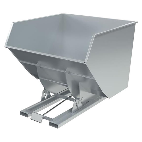 Vestil D-400-HD-SL 79.375 x 72.93 x 64.375 in. Steel Heavy Duty Self Dumping Hopper - 4 cu. Yard - 6000 lbs Capacity - Silver Lining