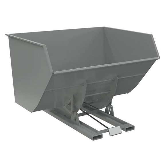 Vestil D-500-HD-GY-SG 79.375 x 90.25 x 64.375 in. Steel Heavy Duty Self Dumping Hopper - 5 cu. Yard - 6000 lbs Capacity - Battleship Gray