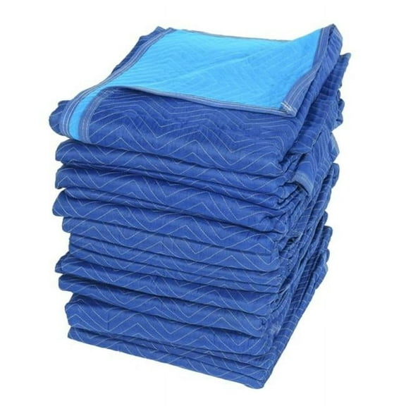 Vestil QPC-7280-VP-12PK 80 x 72 x 1 in. Polyester & Non-Woven Cotton Heavy Duty Quilted Moving Pads - Blue - Pack of 12