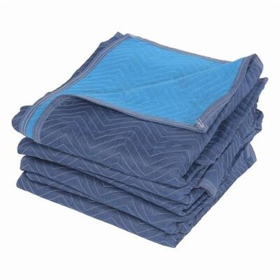 Vestil QPC-7280-VP-4PK 80 x 72 x 1 in. Polyester & Non-Woven Cotton Heavy Duty Quilted Moving Pads - Blue - Pack of 4