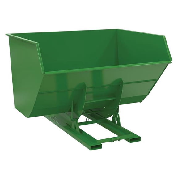 Vestil D-500-HD-NB-GRN-T 90.25 x 79.375 x 64.375 in. Steel Heavy Duty No Bump & Dump Hopper - 5 cu. Yard - 6000 lbs Capacity - Tractor Green