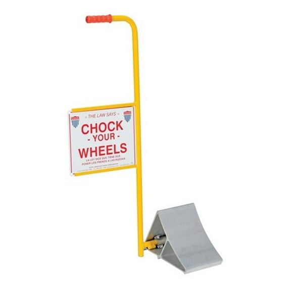 Vestil Aluminum Wheel Chock With Handle & Sign EALUM-7-HS