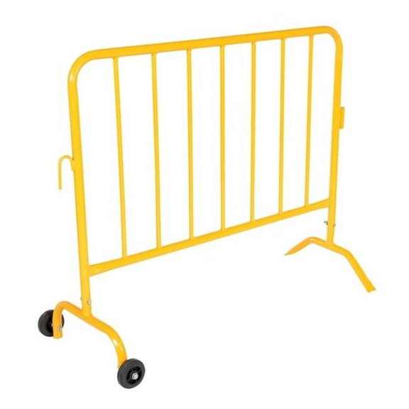 Vestil 47.5 in. Steel Crowd Control Interlocking Barrier with Feet 1-Wheeled & 1-Curved - Yellow