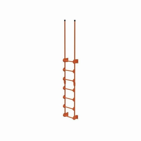 Vestil DKL-7-OR 8.375 x 20.4375 x 125.5 in. Steel Walk Through Dock Ladder with 7 Step - 300 lbs Capacity - Orange