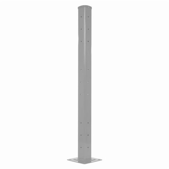 Vestil GR-F2R-BO-TP60-SL 60 in. Steel Rigid Tube Post Bolt On Style for 2 Ribbed Guard Rails - Silver Lining
