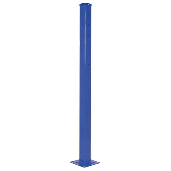 Vestil GR-F2R-BO-TP72-BU 72 in. Steel Rigid Tube Post Bolt On Style for 2 Ribbed Guard Rails - Blue
