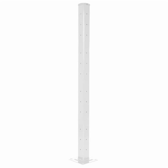 Vestil GR-F2R-DI-TP72-WT 72 in. Steel Rigid Tube Post Drop In Style for 2 Ribbed Guard Rails - White