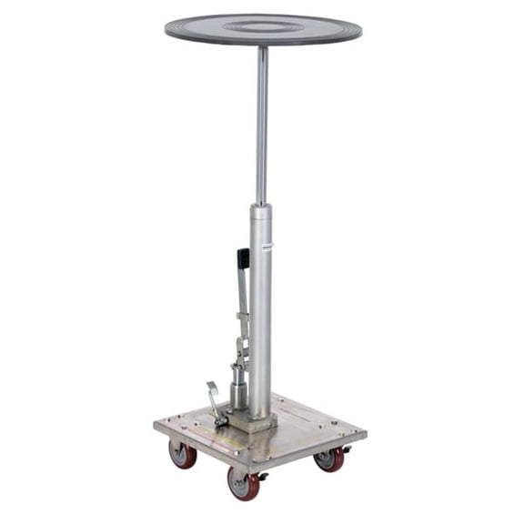 Vestil HT-02-18R-PSS 18 in. Partially Stainless Steel Round Top Hydraulic Post Table - Silver