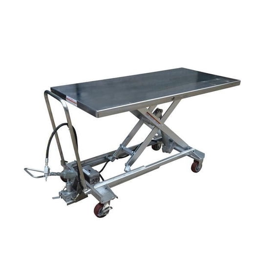 Vestil Manufacturing AIR-1000-LD-PSS 31.5 x 63 in. Air Hydraulic Stainless Steel Cart, 1000 lbs