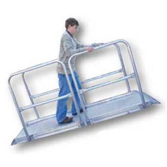 Vestil Manufacturing AWR-38-10A-HR 120 x 38 in. Aluminium Walk Ramp with Handrail Overlap
