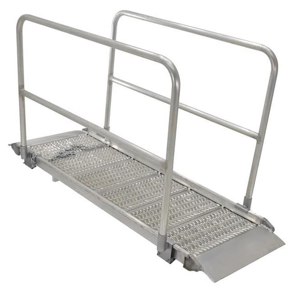 Vestil Manufacturing AWR-G-28-8A-HR 29.38 x 96.75 in. Aluminium Grip-Strut Walk Ramps with Handrail