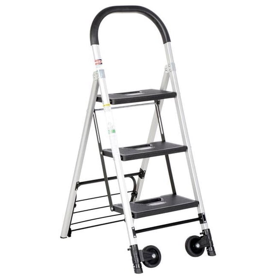 Vestil Manufacturing C-130-3 Aluminum 3 Steps Ladder Cart, 300 lbs