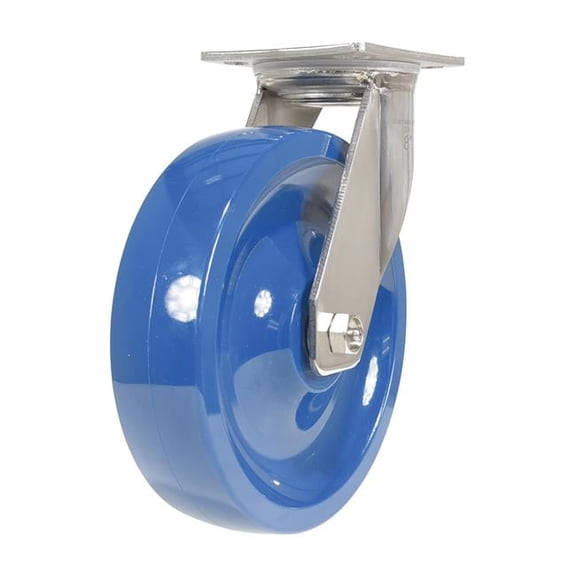 Vestil Manufacturing CST-F-SS-8X2SP-S 8 x 2 in. Solid Polyurethane Swivel Caster, Blue