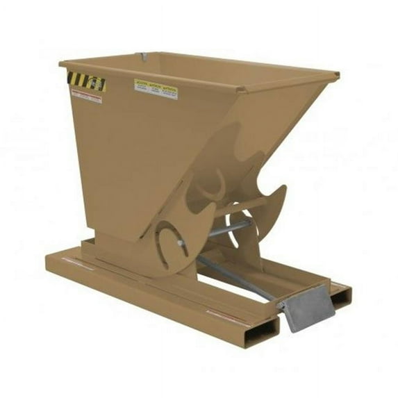 Vestil Manufacturing D-75-MD-BRN-KT 0.75 cu. Yards 4000 lbs Medium Duty Self-Dumping Steel Hopper - Khaki Tan