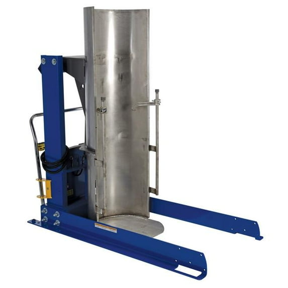 Vestil Manufacturing HDD-48-15-S-SSC 48 in. Stationary Hydraulic Drum Dumper with Stainless Steel Chute, 150 lbs