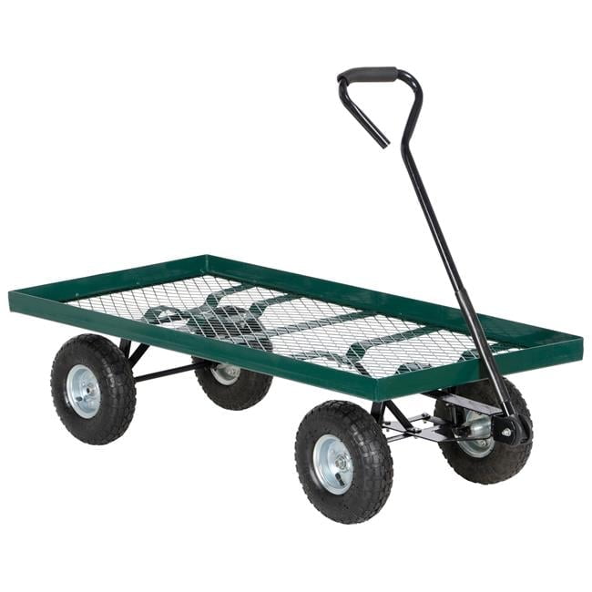 Green Steel Platform Dolly with Pneumatic Wheels