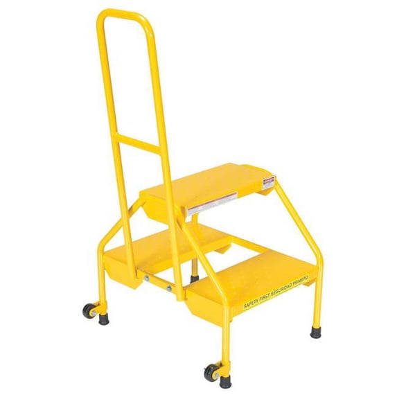 Vestil Manufacturing RLAD-P-2-Y Perforated Rolling Portable 2 Step Ladders, Yellow