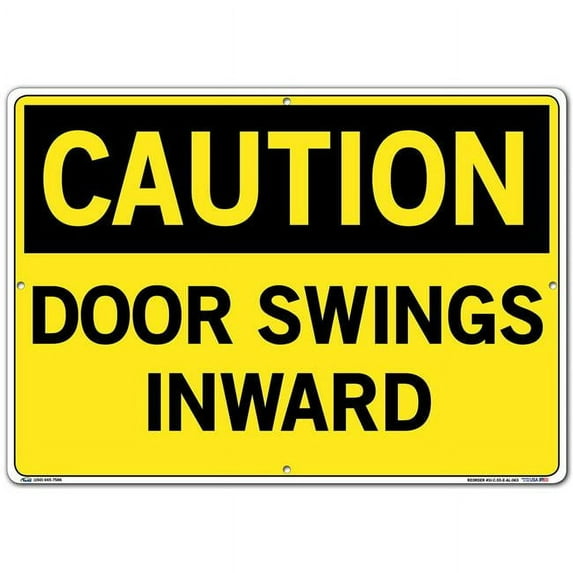 Vestil Manufacturing SI-C-55-E-AL-063 20.5 x 14.5 in. Aluminum 55 Caution Sign - Door Swings Inward - 0.063 in.