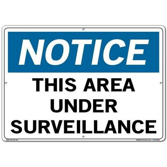 Vestil Manufacturing SI-N-24-E-AC-130 20.5 x 14.5 in. Aluminum Composite 24 Notice Sign - This Area Under Surveillance Safety - 0.13 in.