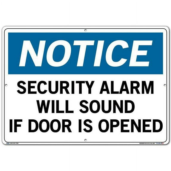 Vestil Manufacturing SI-N-51-E-AL-080 20.5 x 14.5 in. Aluminum 51 Notice Sign - Security Alarm Will Sound If Door is Opened - 0.08 in.