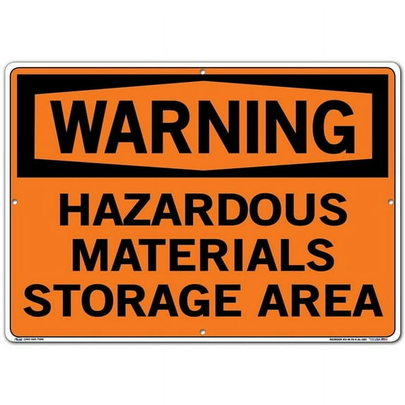 Vestil Manufacturing 20.5 x 14.5 in. Aluminum 59 Warning Sign - Hazardous Materials Storage Area - 0.08 in.
