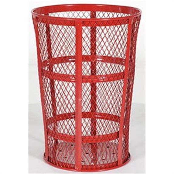Vestil Manufacturing TR-MXR-48-RD 48 gal Round Receptical Expanded Metal Trash Cans - Red