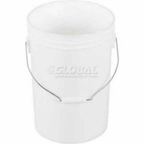 Vestil Manufacturing 987411 6 gal Open Head Plastic Pail PAIL-6-PWS with Steel Handle - White