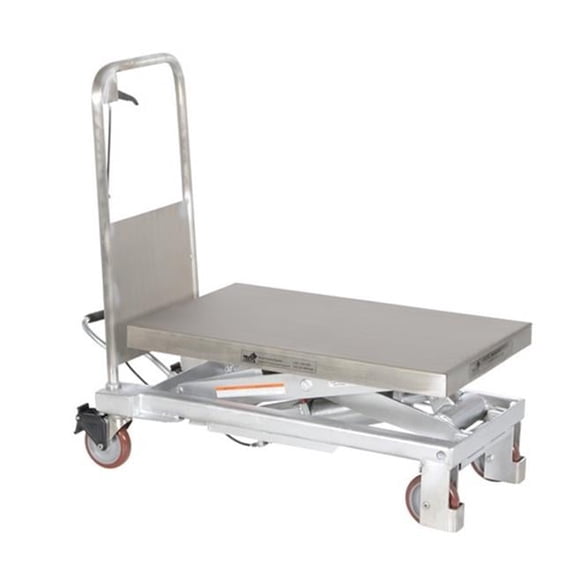 Scissor Lift Cart, SS, 1000 lb. Cap, 19-3/4"W, 32-1/2"L