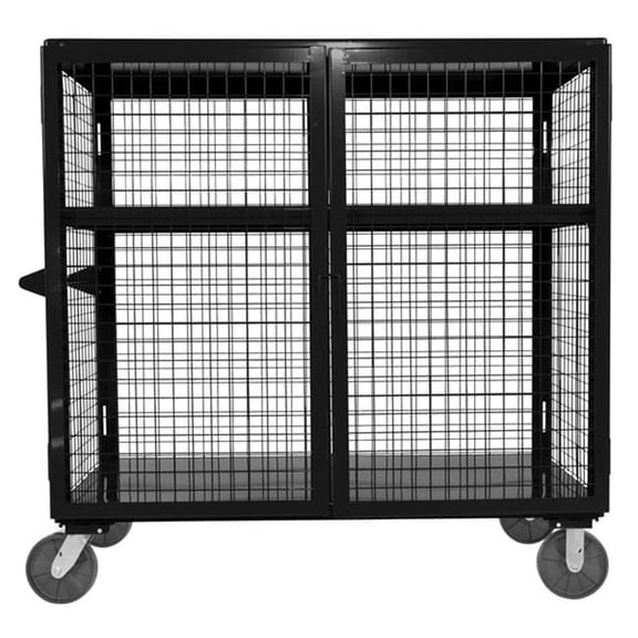 Vestil SCW-XM-3060-BK 30 x 60 in. Welded Steel Expanded Metal Security Cart - Black