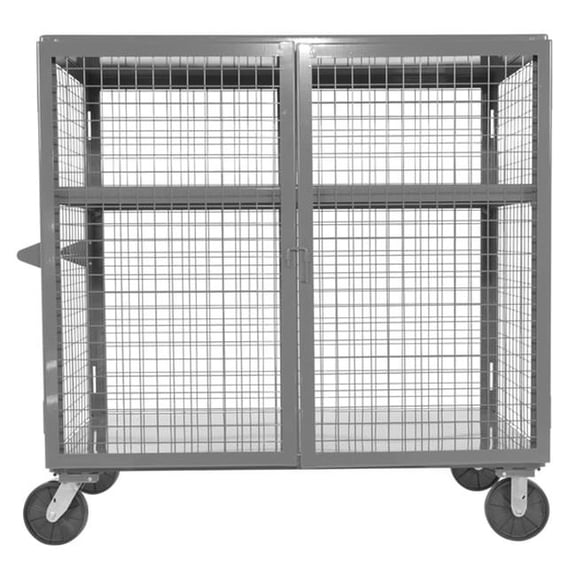 Vestil SCW-XM-3060-GYSG 30 x 60 in. Welded Steel Expanded Metal Security Cart - Gray Semi Gloss