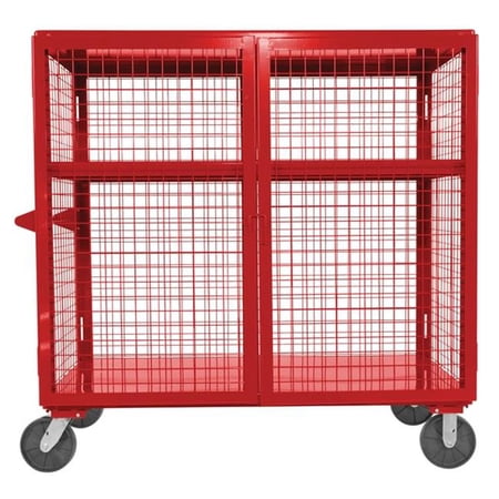 Vestil SCW-XM-3060-RD 30 x 60 in. Welded Steel Expanded Metal Security Cart - Red