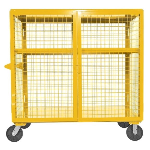 Vestil SCW-XM-3060-YL 30 x 60 in. Welded Steel Expanded Metal Security Cart - Yellow