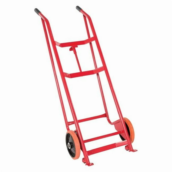 Vestil LBLK-DBT-RED Steel Barrel Drum Truck with Polyurethane Wheels - 800 lbs Capacity - Red
