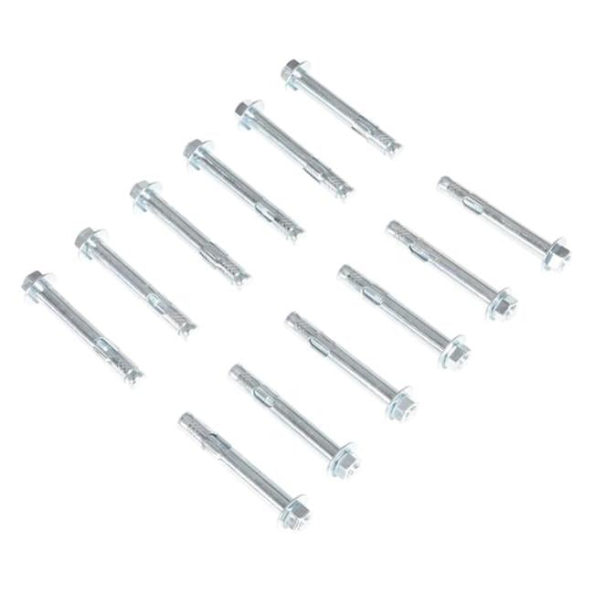 Vestil AS-584-12PK 0.37 x 4 in. Steel Concrete Sleeve Anchor Bolts - Silver - Pack of 12