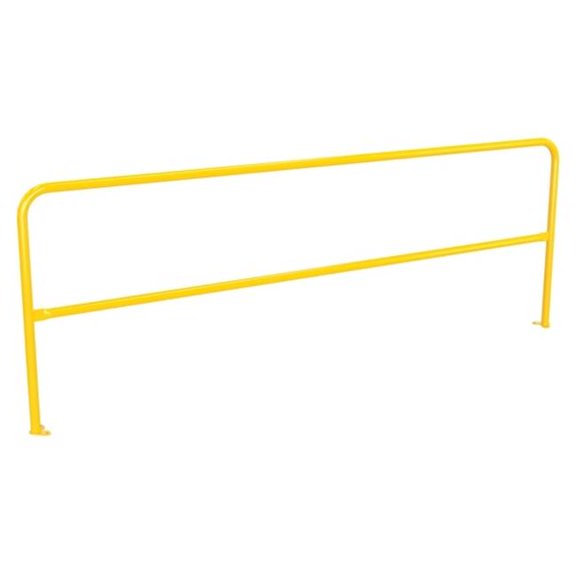 Vestil VDKR-10-BP-YL 10 ft. Steel Pipe Safety Railing with Welded Baseplate - Yellow