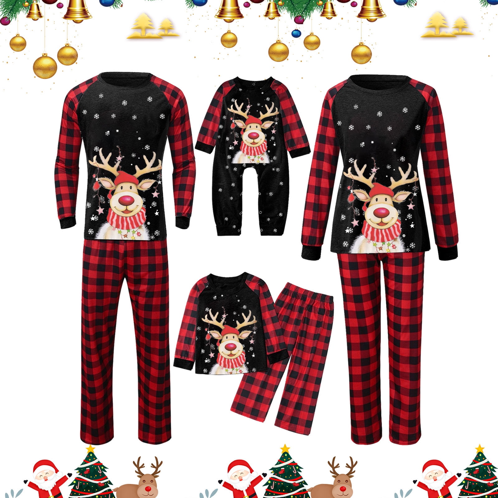 Vestitiy 2024 Family Christmas Pjs Matching Sets Xmas Matching Pajamas